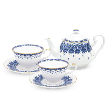 [Crochet] 4-Piece Coffee/Tea set with Tea Pot, Serving for 2