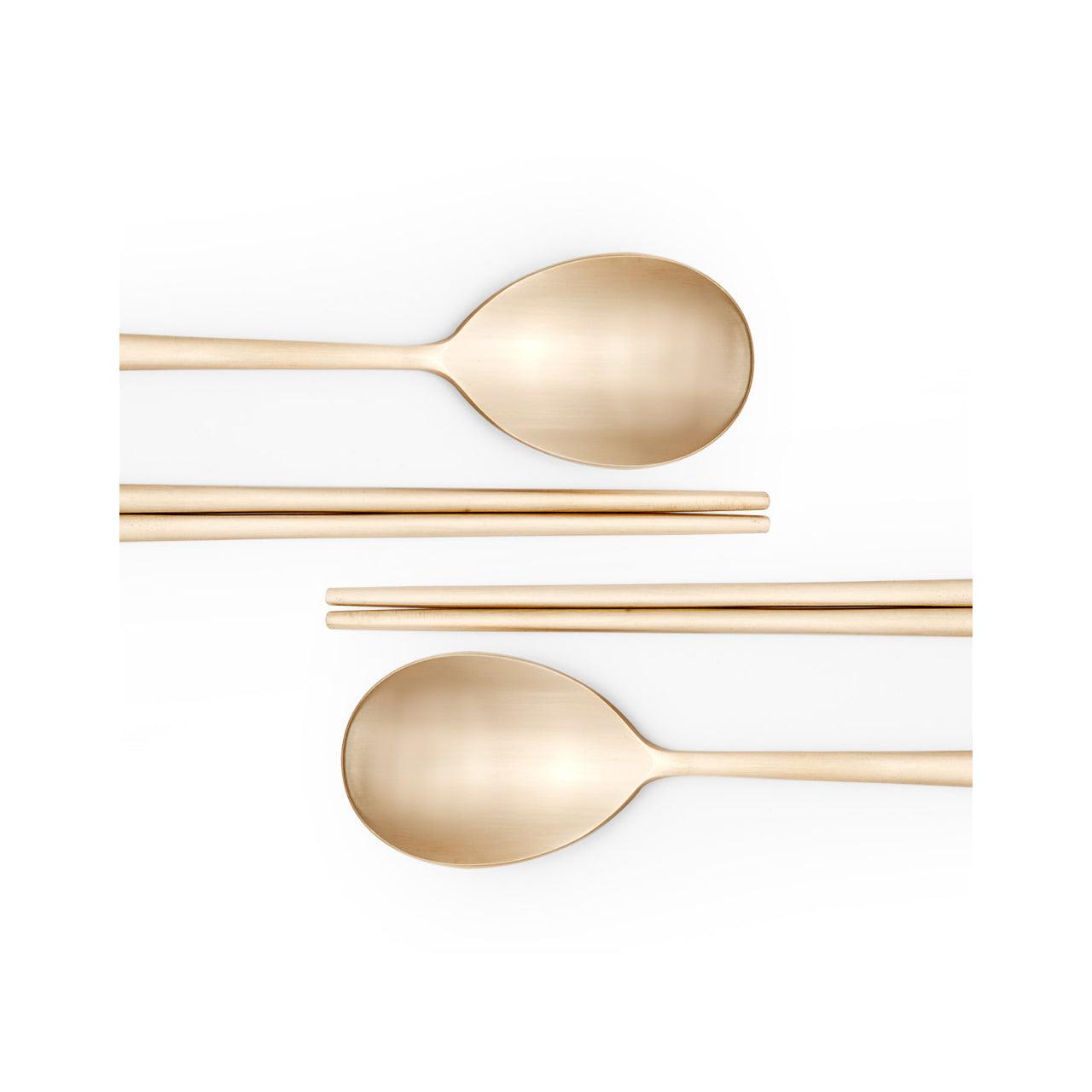 Gold Korean Traditional Pattern Chopsticks and Spoon _simple 