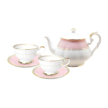 [Royal Pastel] Pink Coffee/Tea Set, Serving for 2 with Tea Pot