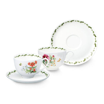 [Field Flower II ] Camellia & Lychnis 4-Piece Coffee set, Serving for 2