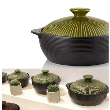 [Lihan] Earthenware Line Pot Green Series