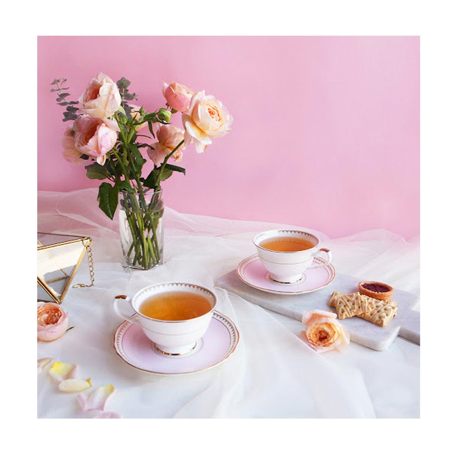 [Royal Pastel] Pink Coffee/Tea Set, Serving for 2 with Tea Pot - HANKOOK