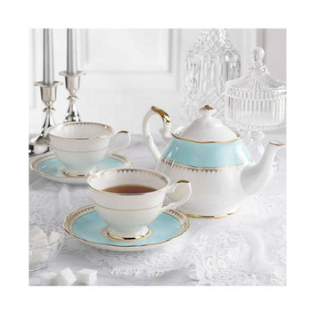 [Royal Pale Blue] 4-Piece Coffee/Tea set with Tea Pot, Serving for 2
