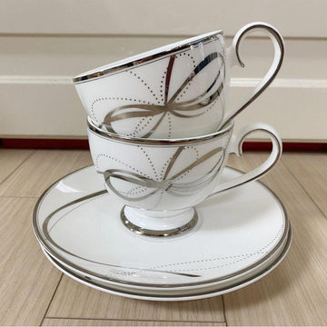 [Silver Ribbon] 4-Piece Coffee/Tea set, Serving for 2