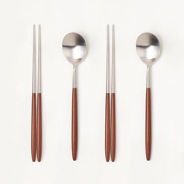 [Bogen] Hard Maple 2 Korean Spoon & 2 Chopsticks, 2 sets