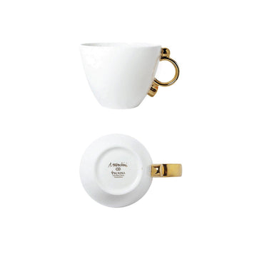[Prouna] Geometrica Gold Rim Coffee Cup & Saucer Set for 2