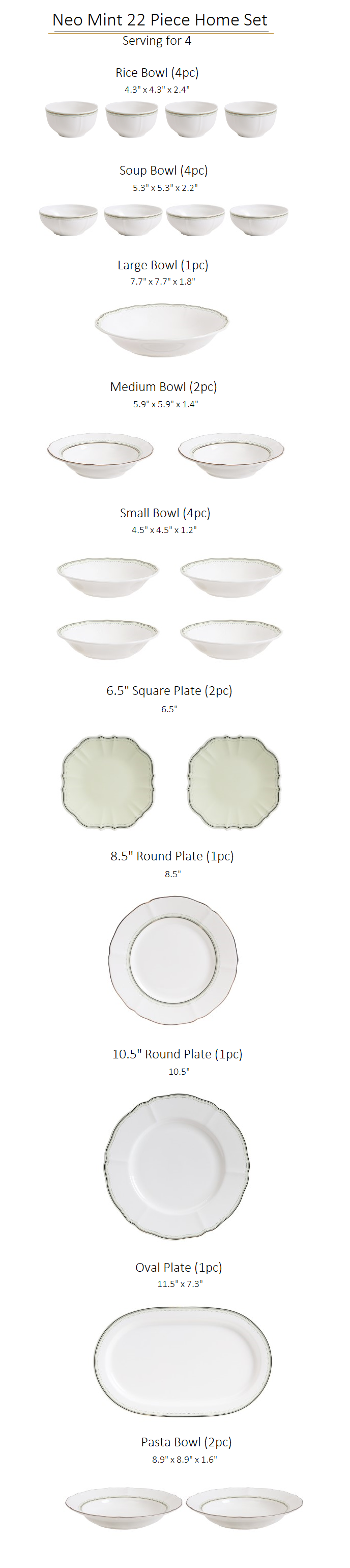 Neo Mint Dinnerware Set 22pc