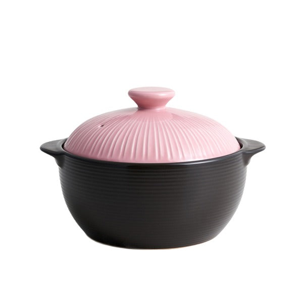 Lihan Earthenware Pot - Line Pink