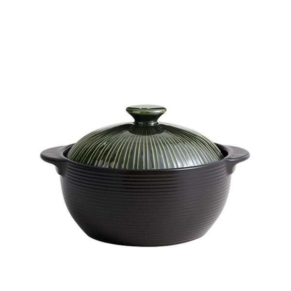 Lihan Earthenware Pot – Line Green