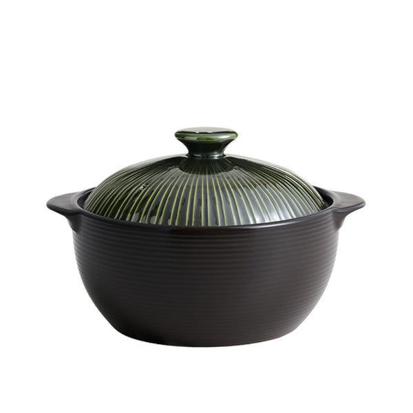Lihan Earthenware Pot – Line Green