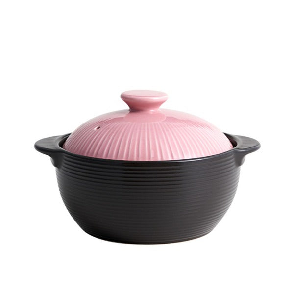 Lihan Earthenware Pot - Line Pink