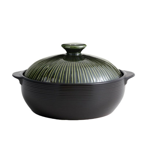Lihan Earthenware Pot – Line Green