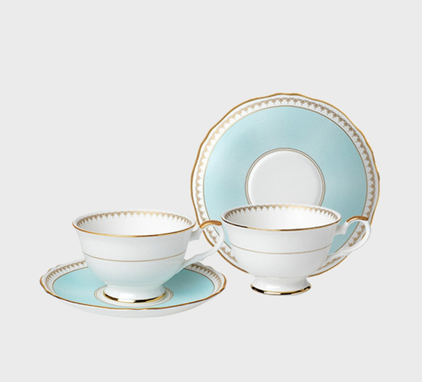 [Royal Pale Blue] 4-Piece Coffee/Tea set with Tea Pot, Serving for 2