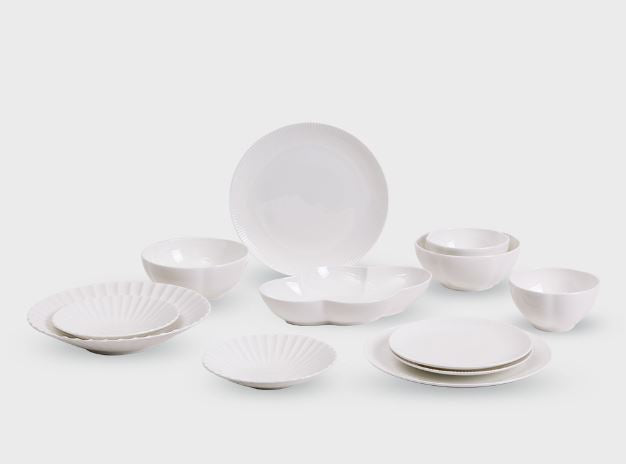 [WhiteBloom] Edel 12-Piece Home set, Serving for 2