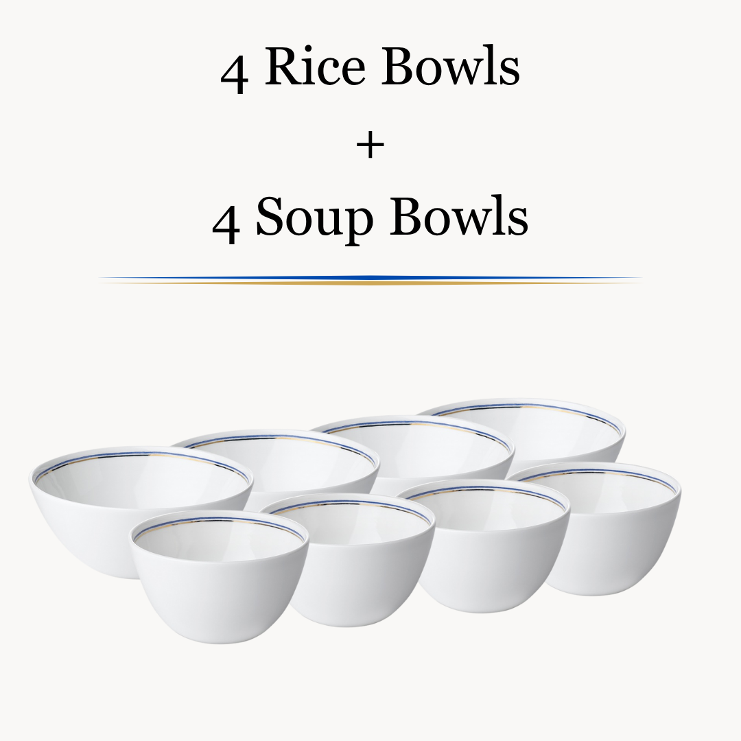 [Moire] 8pc Rice+Soup Bowl Set