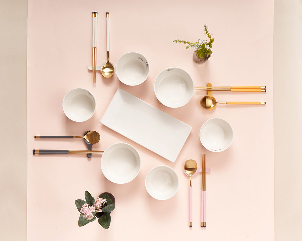 [Bogen] Kara Gold Dinner set, with Korean Spoon  (1 Set - 4 Pieces)