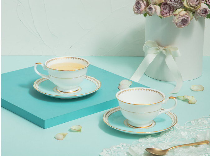 [Royal Pale Blue] 4-Piece Coffee/Tea set with Tea Pot, Serving for 2