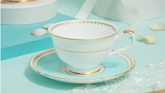 [Royal Pale Blue] 4-Piece Coffee/Tea set with Tea Pot, Serving for 2