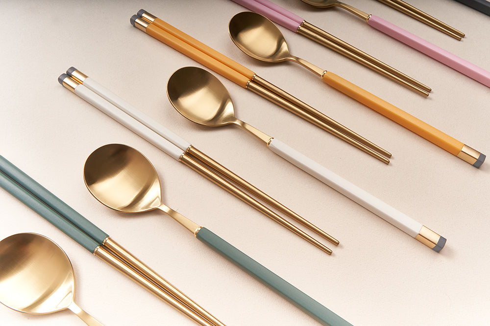 [Bogen] Kara Gold Dinner set, with Korean Spoon  (1 Set - 4 Pieces)