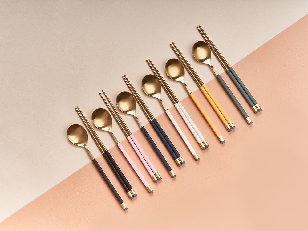 [Bogen] Kara Gold Dinner set, with Korean Spoon  (1 Set - 4 Pieces)