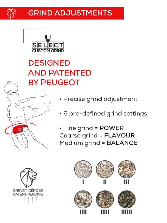 [Peugeot] Pepper Mill, u'Select, Wood, Chocolate Finish, 18 cm - 7 in