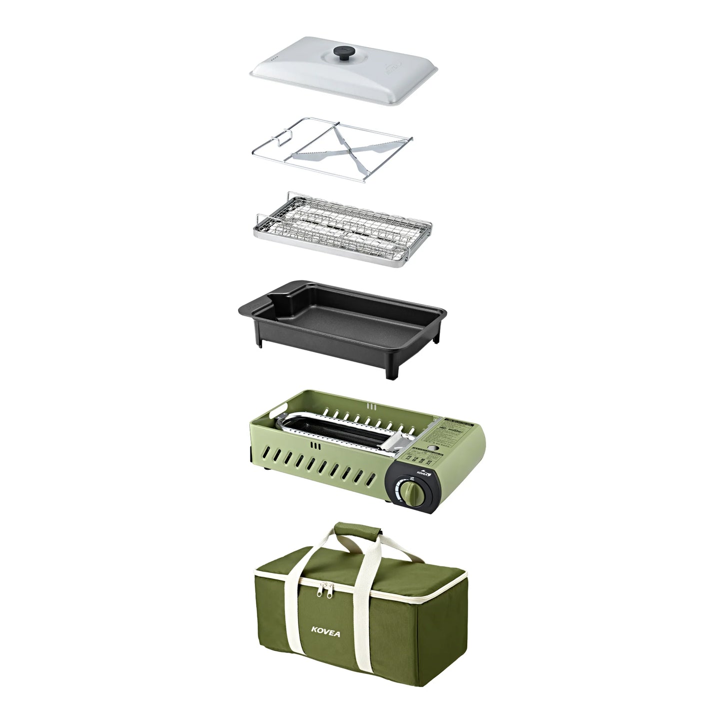 [Kovea] All in One Gas BBQ Grill (M) Olive Green With Bag