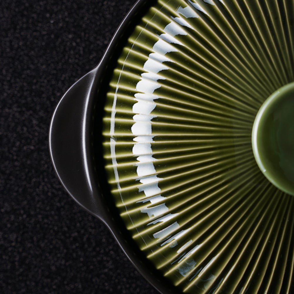 Lihan Earthenware Pot – Line Green