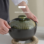 Lihan Earthenware Pot – Line Green