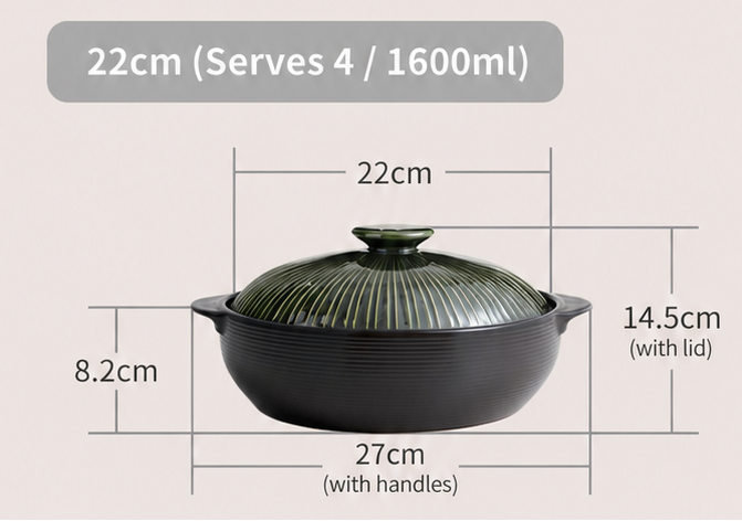 Lihan Earthenware Pot – Line Green