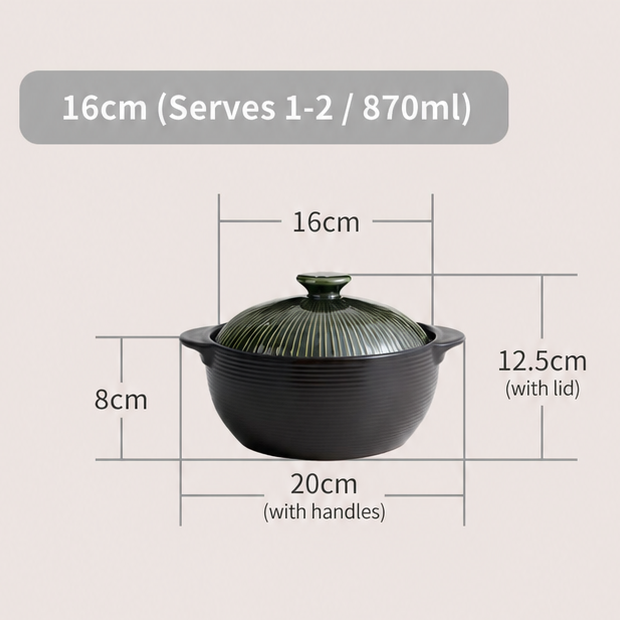 Lihan Earthenware Pot – Line Green