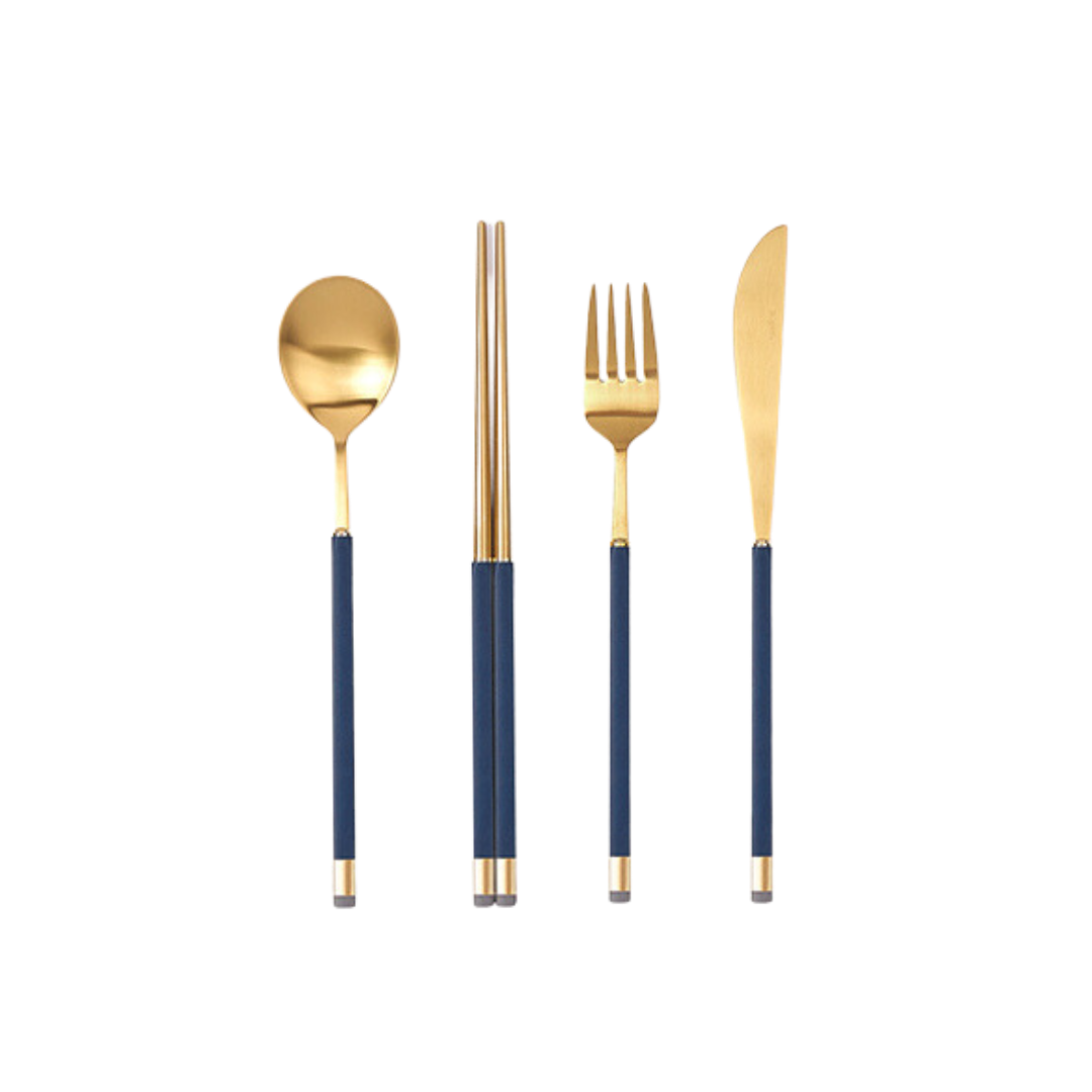 [Bogen] Kara Gold Dinner set, with Korean Spoon  (1 Set - 4 Pieces)