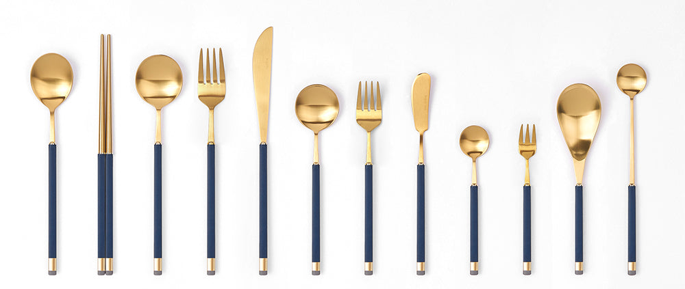 [Bogen] Kara Gold Dinner Spoon & Chopstick Set