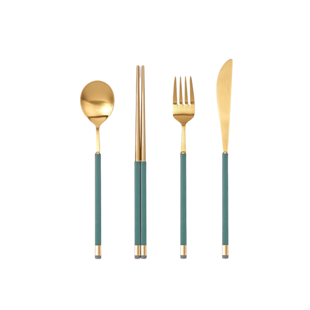 [Bogen] Kara Gold Dinner set, with Korean Spoon  (1 Set - 4 Pieces)