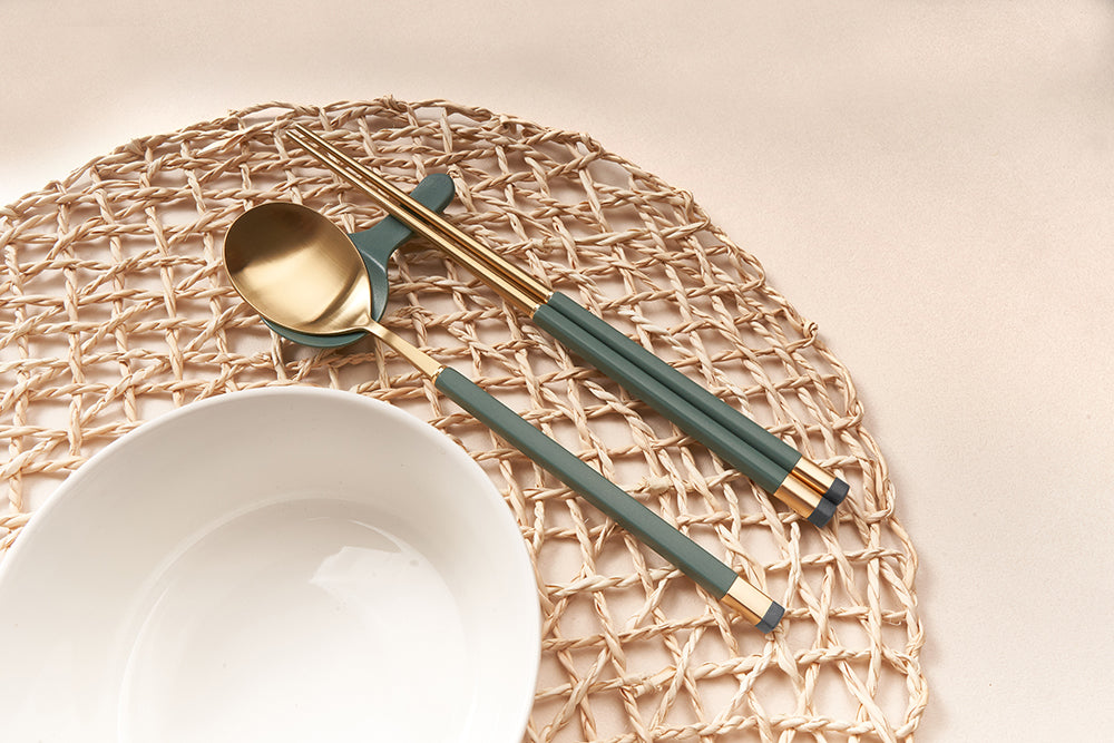 [Bogen] Kara Gold Dinner set, with Korean Spoon  (1 Set - 4 Pieces)