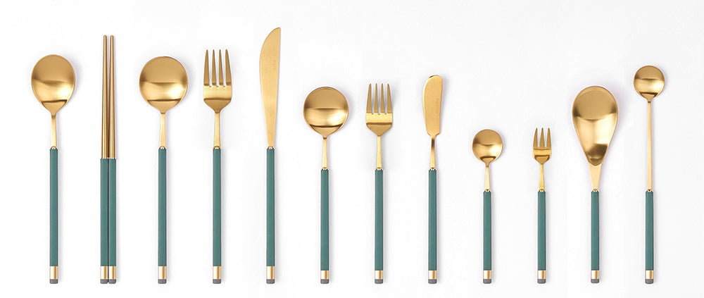 [Bogen] Kara Gold Dinner Spoon & Chopstick Set