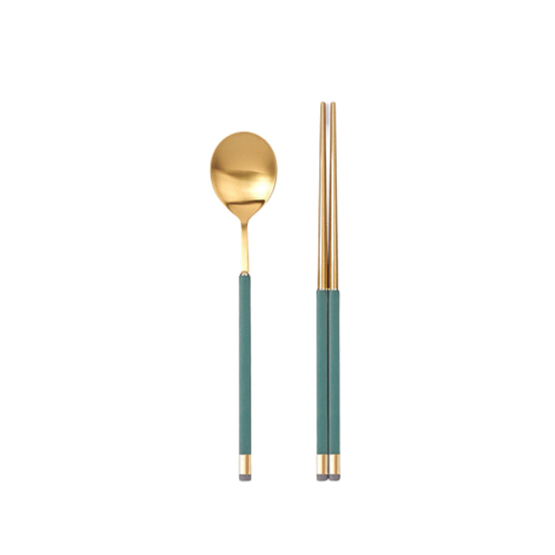 [Bogen] Kara Gold Korean Spoon & Chopstick Set