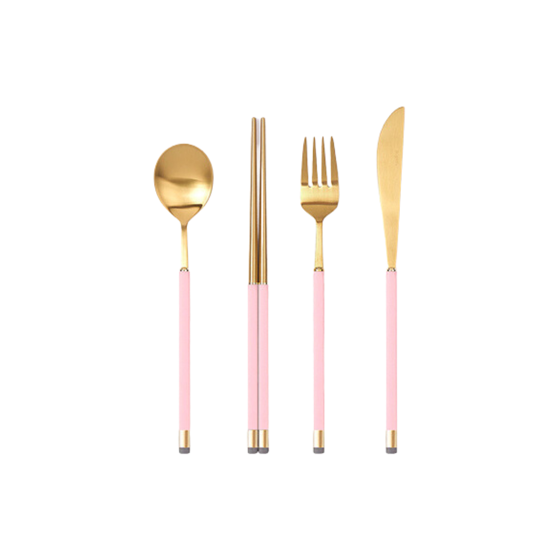 [Bogen] Kara Gold Dinner set, with Korean Spoon  (1 Set - 4 Pieces)
