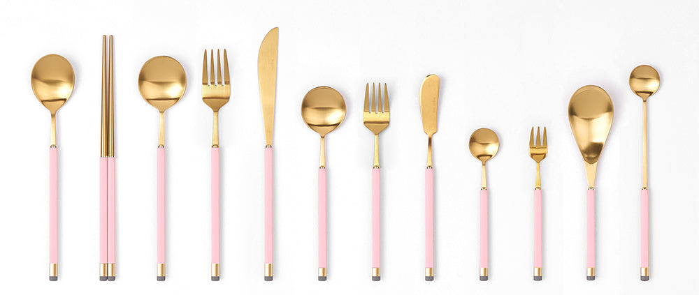 [Bogen] Kara Gold Dinner Spoon & Chopstick Set