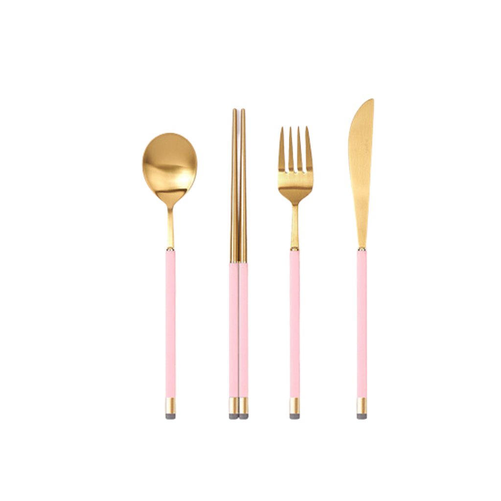 [Bogen] Kara Gold Dinner set, with Korean Spoon  (1 Set - 4 Pieces)