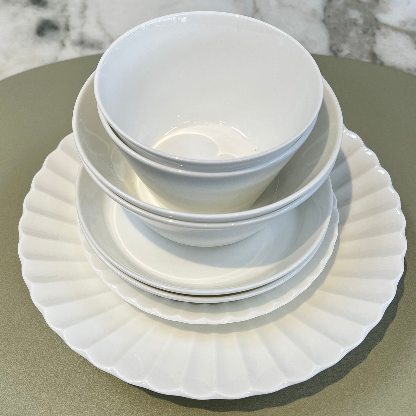[Simple White] Dinnerware set for 2people + Gift Matinee Solid Spoon & Chopsticks, 2sets