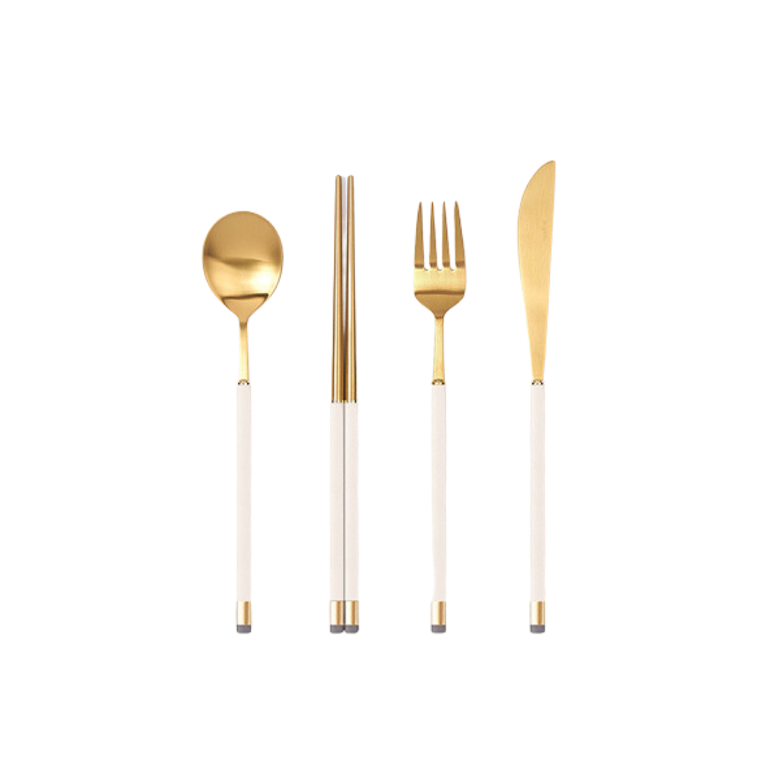 [Bogen] Kara Gold Dinner set, with Korean Spoon  (1 Set - 4 Pieces)
