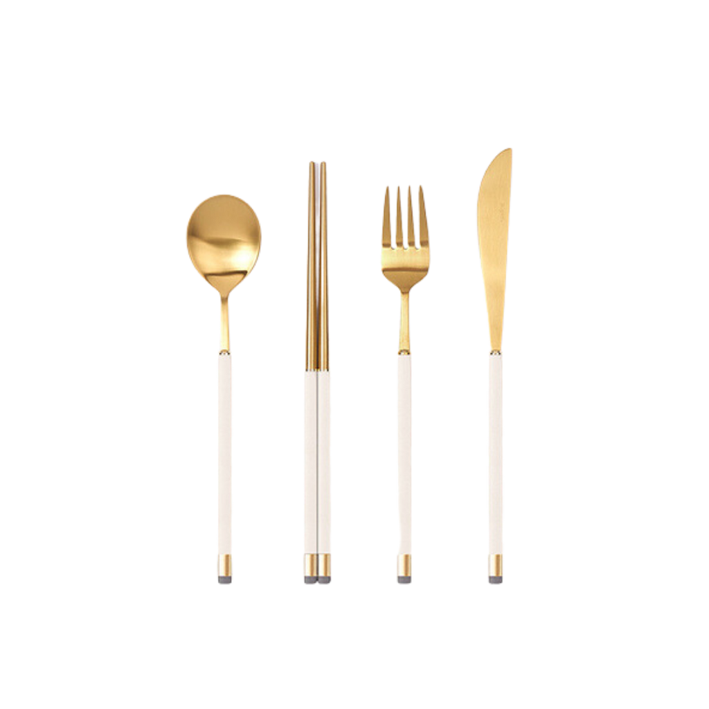 [Bogen] Kara Gold Dinner set, with Korean Spoon  (1 Set - 4 Pieces)