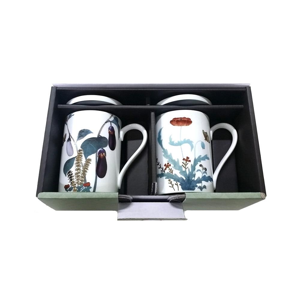 [Cho Choong Do] 4-Piece Mug set with Cover (Eggplant,Poppies), Serving for 2 - HANKOOK