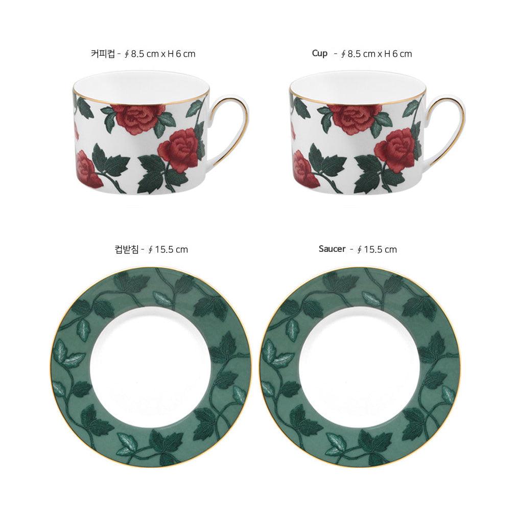 [Velvet Rose] Red 4-Piece Coffee set, Serving for 2 - HANKOOK