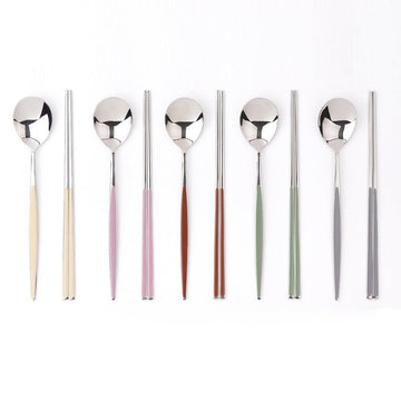 [Bogen] Ellipse Ceramic Spoon & Chopsticks Set, 3pcs - HANKOOK