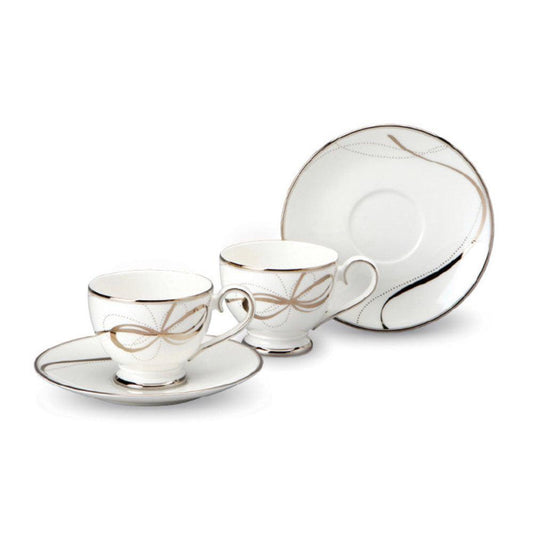 [Silver Ribbon] 4-Piece Coffee/Tea set, Serving for 2 - HANKOOK