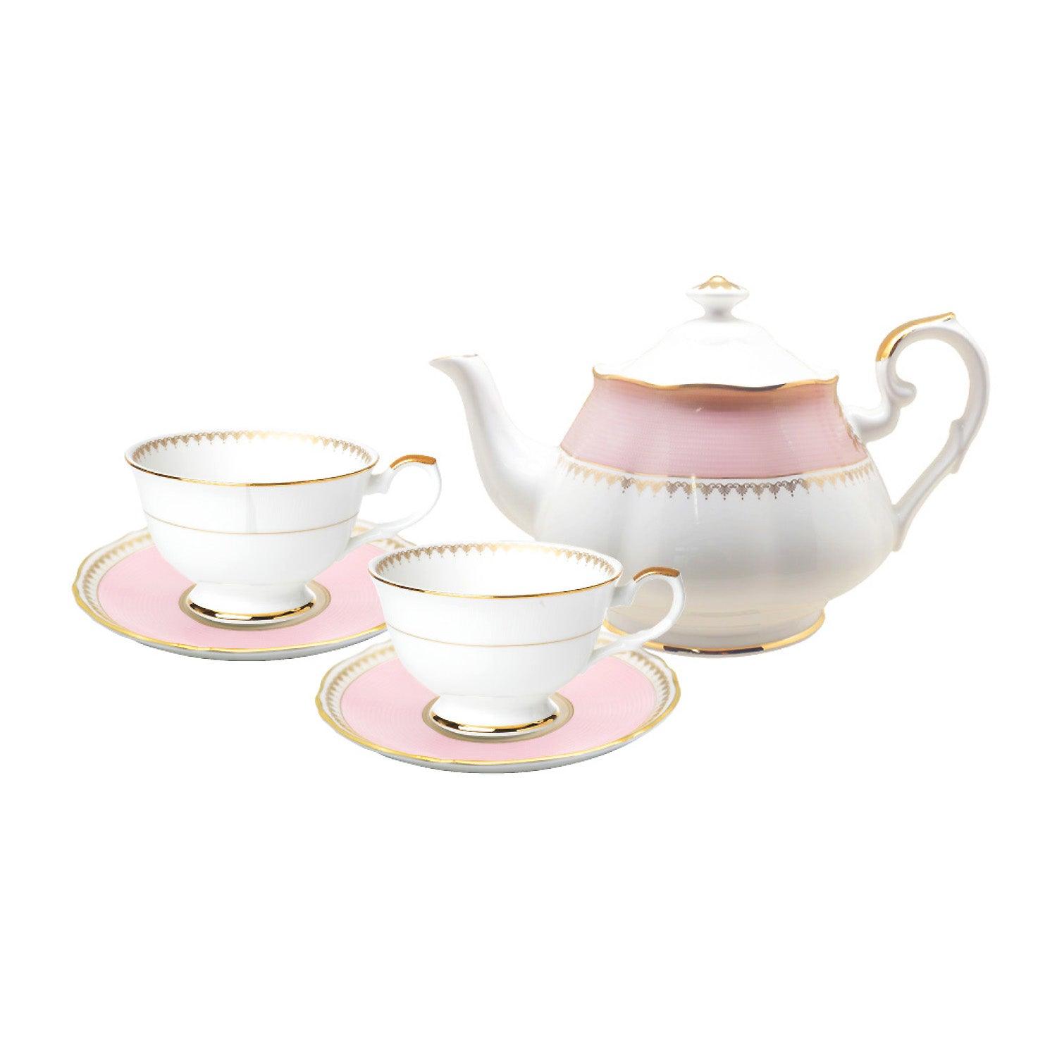 [Royal Pastel] Pink Coffee/Tea Set, Serving for 2 with Tea Pot - HANKOOK