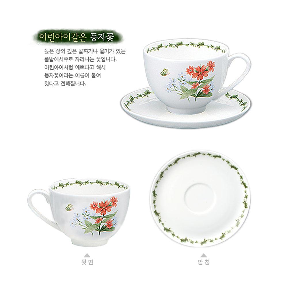 [Field Flower II ] Camellia & Lychnis 4-Piece Coffee set, Serving for 2 - HANKOOK