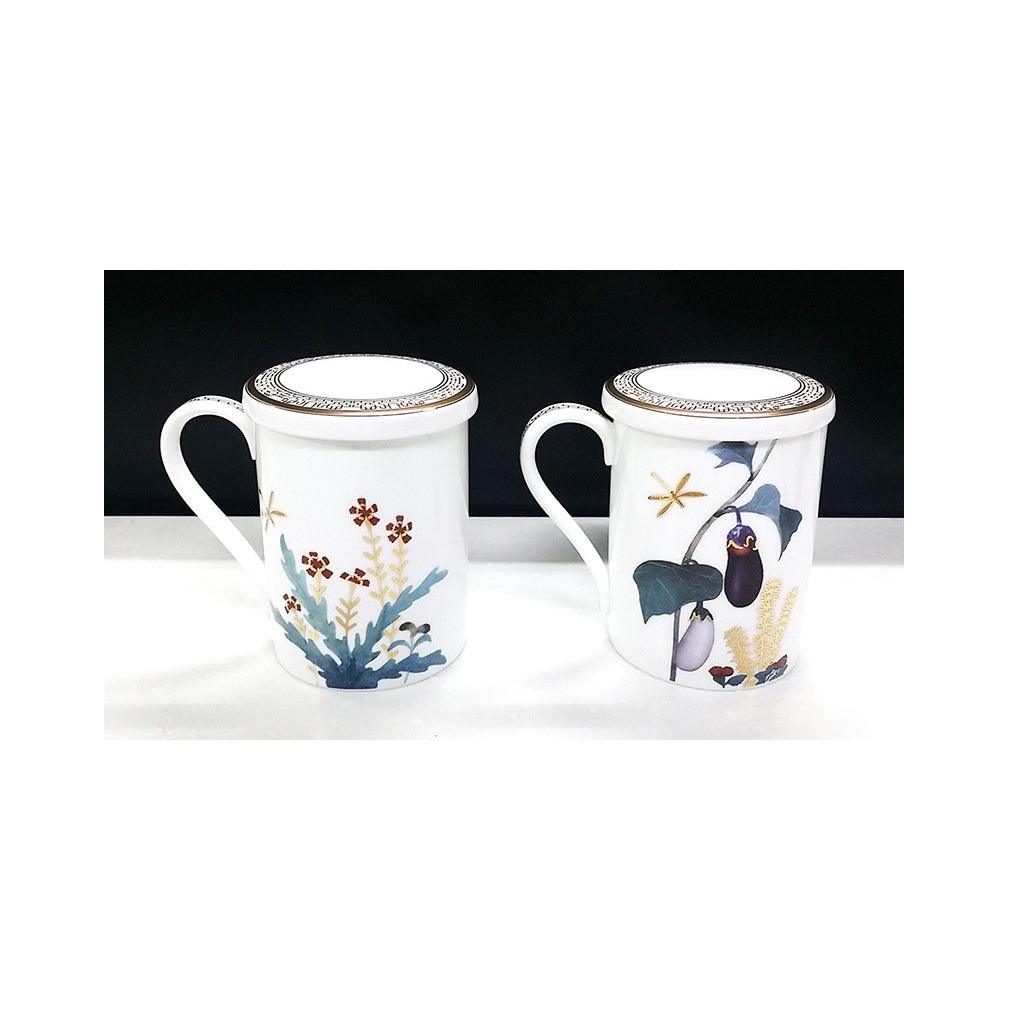 [Cho Choong Do] 4-Piece Mug set with Cover (Eggplant,Poppies), Serving for 2 - HANKOOK