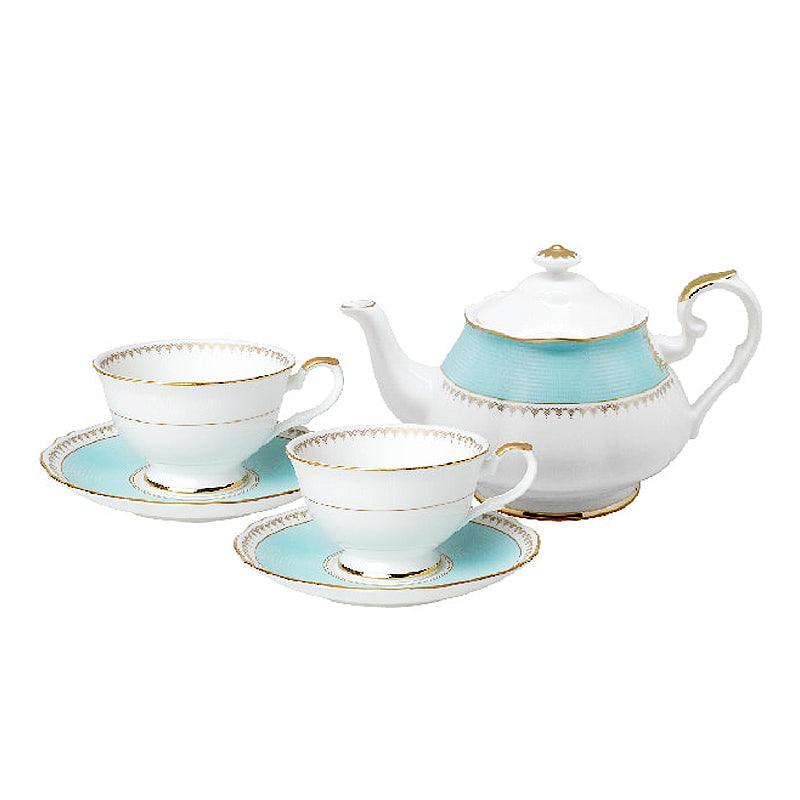 [Royal Pale Blue] 4-Piece Coffee/Tea set with Tea Pot, Serving for 2 - HANKOOK